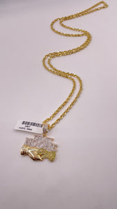 0.70 CT. Natural Diamond Trust No One Pendent & Rope Chain Combo In 10 KT Yellow Gold