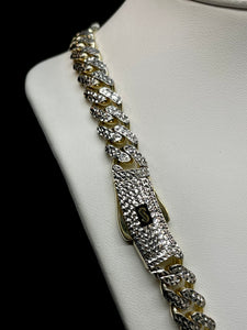 9mm Two-Tone Diamond Cut Monaco Link Chain In 10 KT Yellow & White Gold