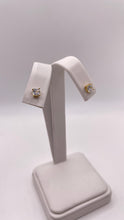 Load image into Gallery viewer, 4.2mm Princess-Cut Cubic Zirconia Stud Earring In 10 KT Yellow Gold