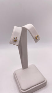 4.2mm Princess-Cut Cubic Zirconia Stud Earring In 10 KT Yellow Gold