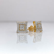 Load image into Gallery viewer, 0.46 CT. Natural Diamond Square Shape Stud Earrings In 10 KT Yellow Gold