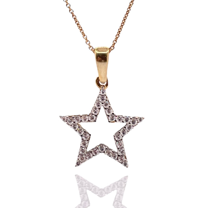 Women’s CZ Star Pendent & Cable Link Chain In 10 KT Yellow Gold