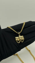 Load image into Gallery viewer, Gemini Laugh Now Cry Later Pendent &amp; Cuban Chain Combo In 10 KT Yellow Gold