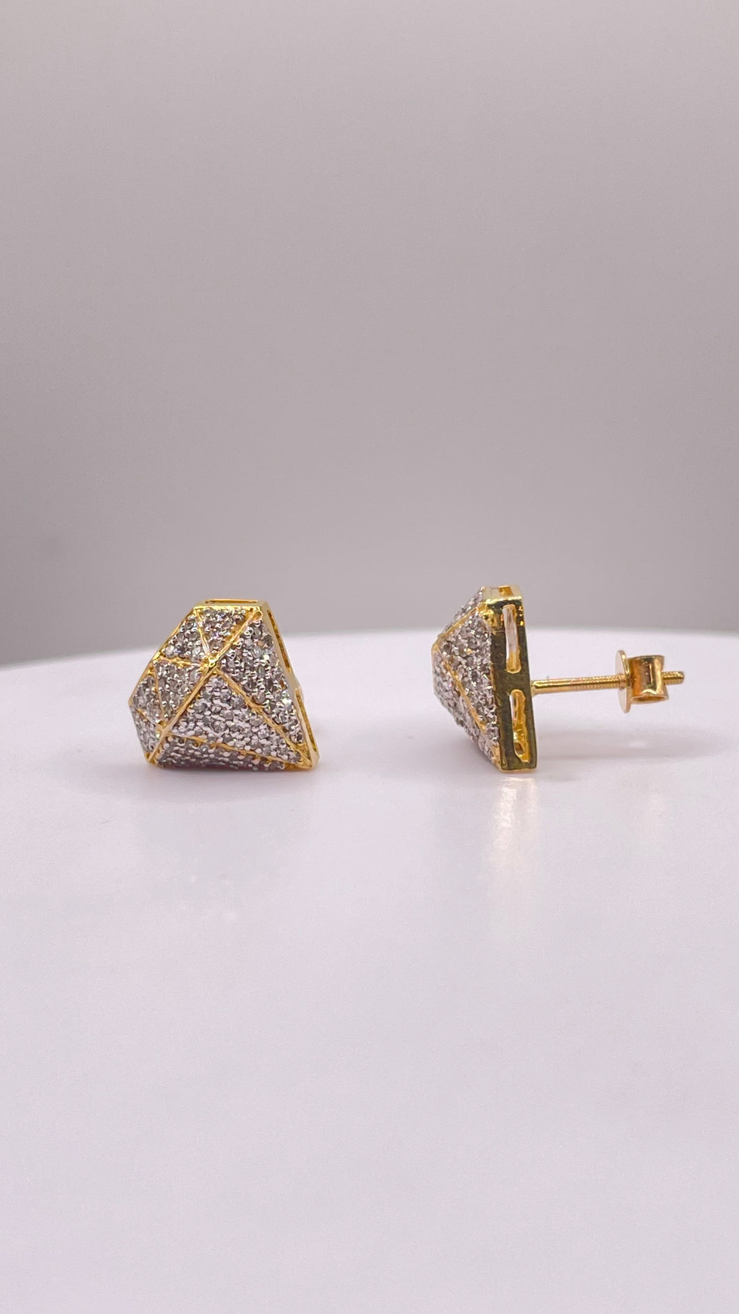 0.60 CT. Natural Diamond, Diamond Shape Stud Earrings In 10 KT Yellow Gold