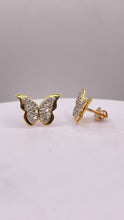 Load image into Gallery viewer, 0.35 CT. Natural Diamond Butterfly Stud Earrings In 10 KT Yellow Gold
