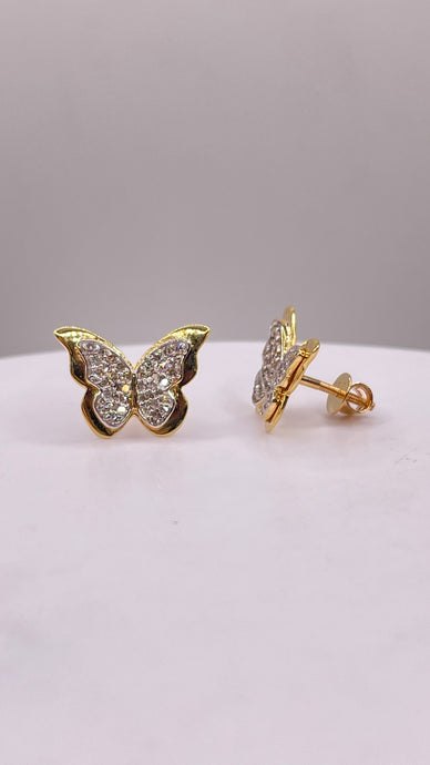 0.35 CT. Natural Diamond Butterfly Stud Earrings In 10 KT Yellow Gold