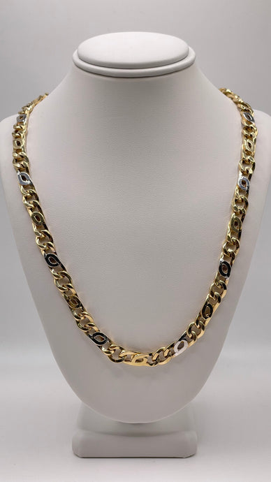 6mm Two Tone Link Chain In 14 KT Yellow & White Gold