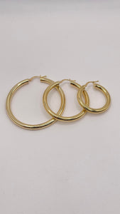 3.7mm 10 KT Yellow Gold Hoop Earrings