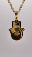 Load image into Gallery viewer, 0.90 CT. Natural Diamond Hamsa Hand Pendent In 10 KT Yellow Gold