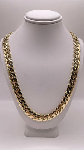 10mm Solid Miami Cuban Link Chain In 10 KT Yellow Gold