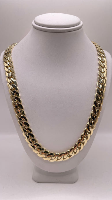 10mm Solid Miami Cuban Link Chain In 10 KT Yellow Gold