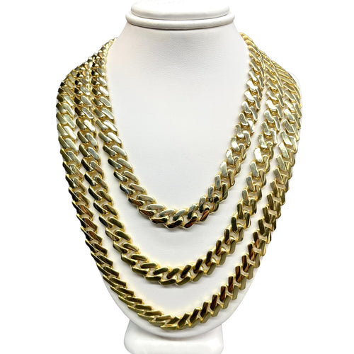 9mm Monaco Link Chain In 10 KT Yellow Gold With CZ Lock