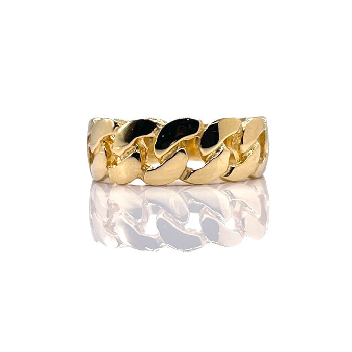 8mm Miami Cuban Link Ring In 10 KT Yellow Gold