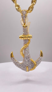0.66 CT. Natural Diamond Anchor Pendant In 10 KT Yellow Gold