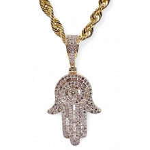 Load image into Gallery viewer, 1.76 CT. Natural Diamond Hamsa Pendent In 10 KT Yellow Gold