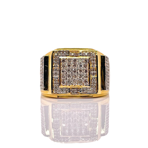 0.60 CT. Natural Diamond Men’s Square Shape Ring In 10 KT Yellow Gold