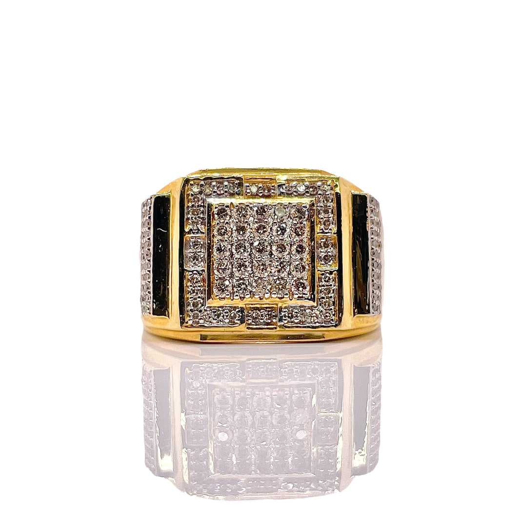 0.60 CT. Natural Diamond Men’s Square Shape Ring In 10 KT Yellow Gold