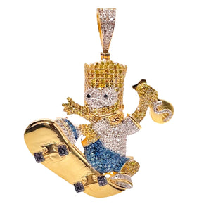 2.04 CT. Natural Diamond Bart Simpson Pendent In 10 KT Yellow Gold