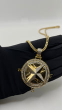 Load image into Gallery viewer, 2.63 CT. Natural Diamond Compass Pendent &amp; Franco Chain Combo In 10 KT Yellow Gold