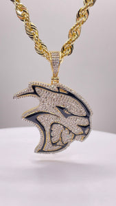 1.30 CT. Natural Diamond HellCat Pendent With Black Enamel In 10 KT Yellow Gold