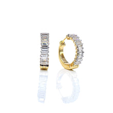Load image into Gallery viewer, 0.82 CT. T.D.W Lab Grown Emerald Cut Hoop Earrings In 10 KT Yellow Gold