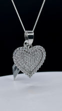 Load image into Gallery viewer, Heart Pendent &amp; Curb Chain In Silver With CZ