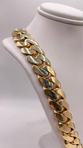 16mm Solid Miami Cuban Link Chain In 10 KT Yellow Gold