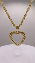 Load image into Gallery viewer, Heart Pendent &amp; Rope Chain Combo In 10 KT Yellow Gold