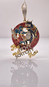 1.86 CT. Natural Diamond The Itchy & Scratchy Show Pendent In 10 KT Yellow Gold