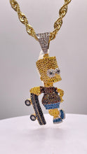 Load image into Gallery viewer, 1.45 CT Natural Diamond Bart Simpson Holding Skateboard Pendent In 10 KT Yellow Gold