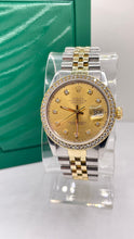 Load image into Gallery viewer, 36mm Rolex Two-Tone DJ With Diamond Dial &amp; Bezel
