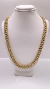 8.8mm 14.30 CT. Natural Diamond Zig-Zag Cuban Chain In 10 KT Yellow Gold