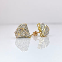 Load image into Gallery viewer, 0.60 CT. Natural Diamond, Diamond Shape Stud Earrings In 10 KT Yellow Gold