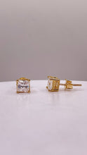 Load image into Gallery viewer, 5.0mm Princess-Cut Cubic Zirconia Stud Earrings In 10 KT Yellow Gold