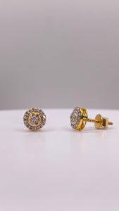 0.15 CT. Natural Diamond Round Shape Stud Earrings In 10 KT Yellow Gold