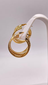 14 KT Yellow Gold Unique Hoop Earrings