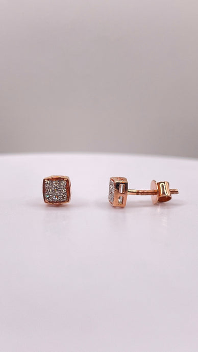 0.05 CT. Natural Diamond Square Shape Stud Earrings In 10 KT Rose Gold