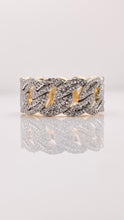 Load image into Gallery viewer, 1.38 CT. Natural Diamond Cuban Link Men’s Eternity Ring In 10 KT Yellow Gold