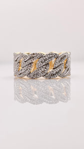 1.38 CT. Natural Diamond Cuban Link Men’s Eternity Ring In 10 KT Yellow Gold