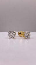 Load image into Gallery viewer, 2.0 CT. T.W Round-Cut Internally Flawless Lab Created Diamond Stud Earrings In 14 KT Yellow Gold