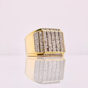0.97 CT. Natural Diamond Square Shape Mens Ring In 10 KT Yellow Gold