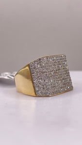 Men’s Square Shape Natural Diamond Ring In 10 KT Yellow Gold