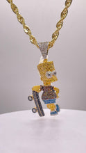 Load image into Gallery viewer, 1.45 CT Natural Diamond Bart Simpson Holding Skateboard Pendent In 10 KT Yellow Gold