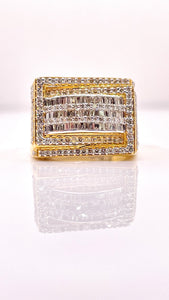 1.14 CT. Beautiful Baguette & Round Natural Diamond Men’s Rectangle Ring In 10 KT Yellow Gold