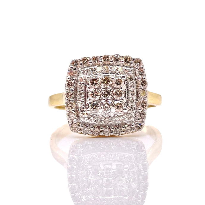 0.70 CT. Natural Diamond Square Shape Women’s Ring In 10 KT Yellow Gold