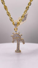 Load image into Gallery viewer, 0.37 CT. Natural Diamond Initial T Pendent With Crown In 10 KT Yellow Gold