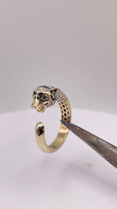 Beautiful Panther Ring In 10 KT Yellow Gold With CZ