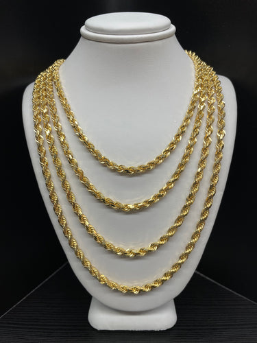 4mm Solid Rope Chain In 10 KT Yellow Gold
