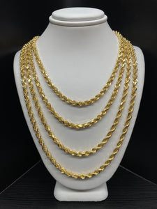 4mm Solid Rope Chain In 10 KT Yellow Gold