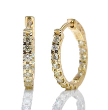 Load image into Gallery viewer, 1.00 CT. T.D.W Natural Diamond Eternity Hoop Earrings In 10 KT Yellow Gold